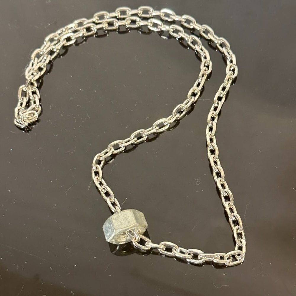 Silver Stainless Steel Strand Necklace Punk Rock Modern Gift Nuts Grunge - Picture 3 of 5